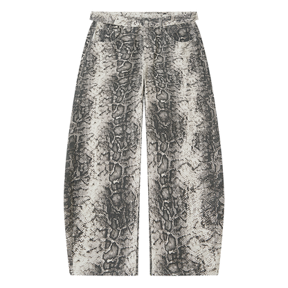 Men's Snake Print Barrel Leg Pants