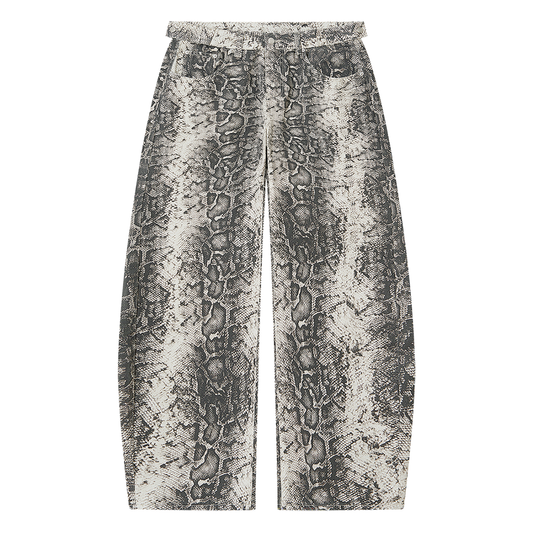Men's Snake Print Barrel Leg Pants