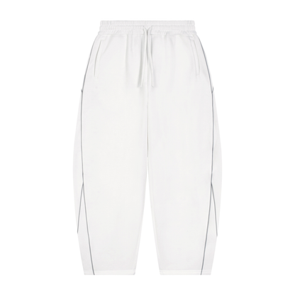 Unisex Piping Fleece Barrel Leg Sweatpants