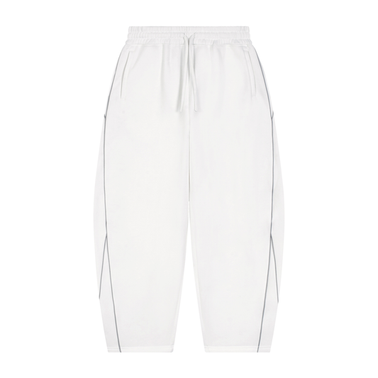 Unisex Piping Fleece Barrel Leg Sweatpants