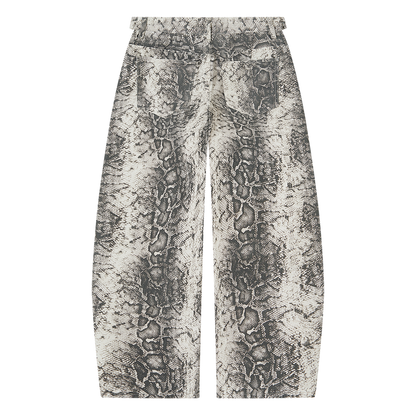 Men's Snake Print Barrel Leg Pants