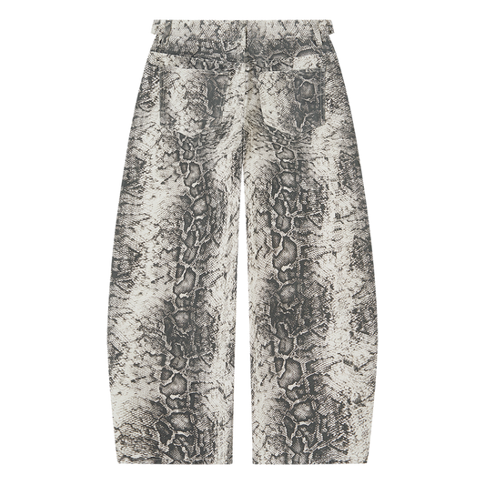 Men's Snake Print Barrel Leg Pants