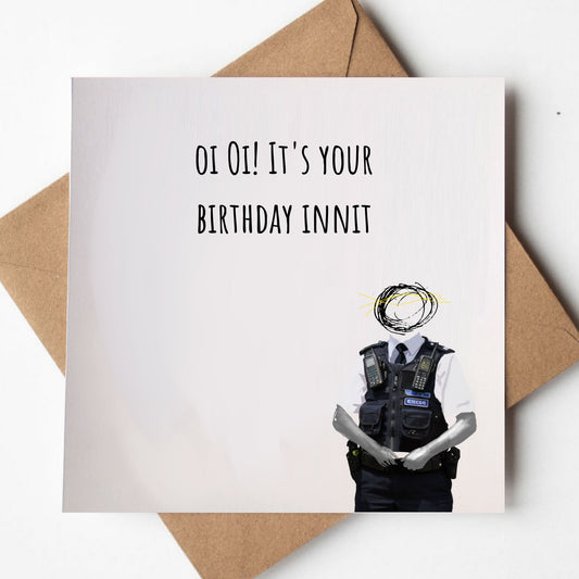 Oi Oi Happy Birthday - Sparkly Security Greeting card
