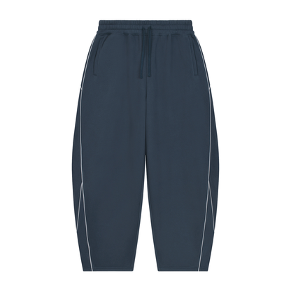 Unisex Piping Fleece Barrel Leg Sweatpants