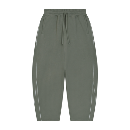 Unisex Piping Fleece Barrel Leg Sweatpants