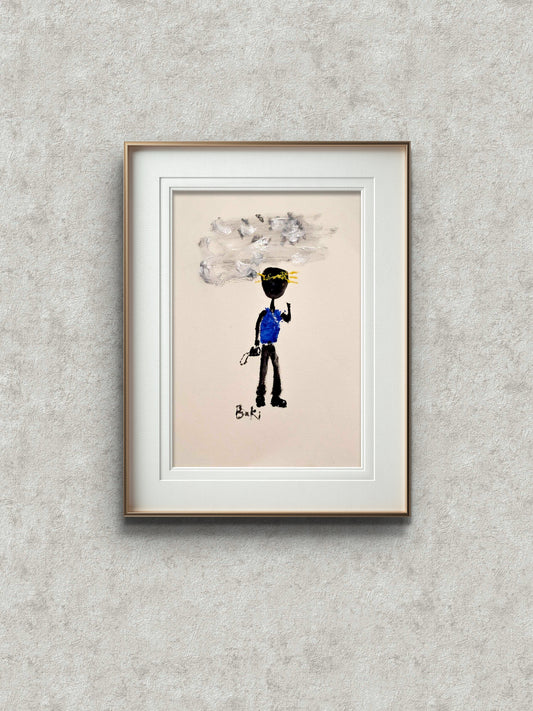"Vibe Check" Blue Swag - Original A4 Mounted Unframed  Attagrata - Home Wall Decor