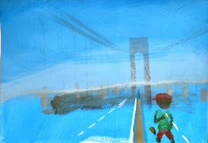 Original Art - EASY 5K 003 NYC MARATHON -  A4 Mounted Unframed