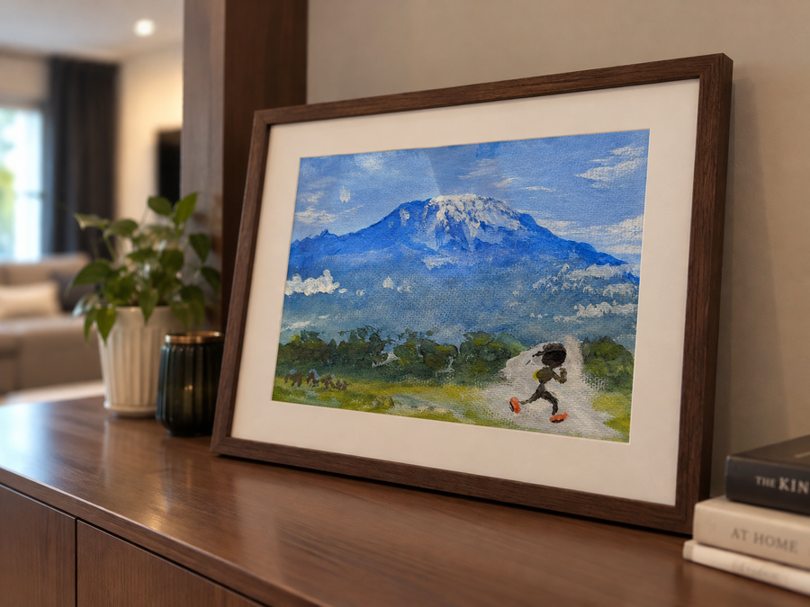 Original Art - EASY 5K 002 Kilimanjaro -  A4 Mounted Unframed