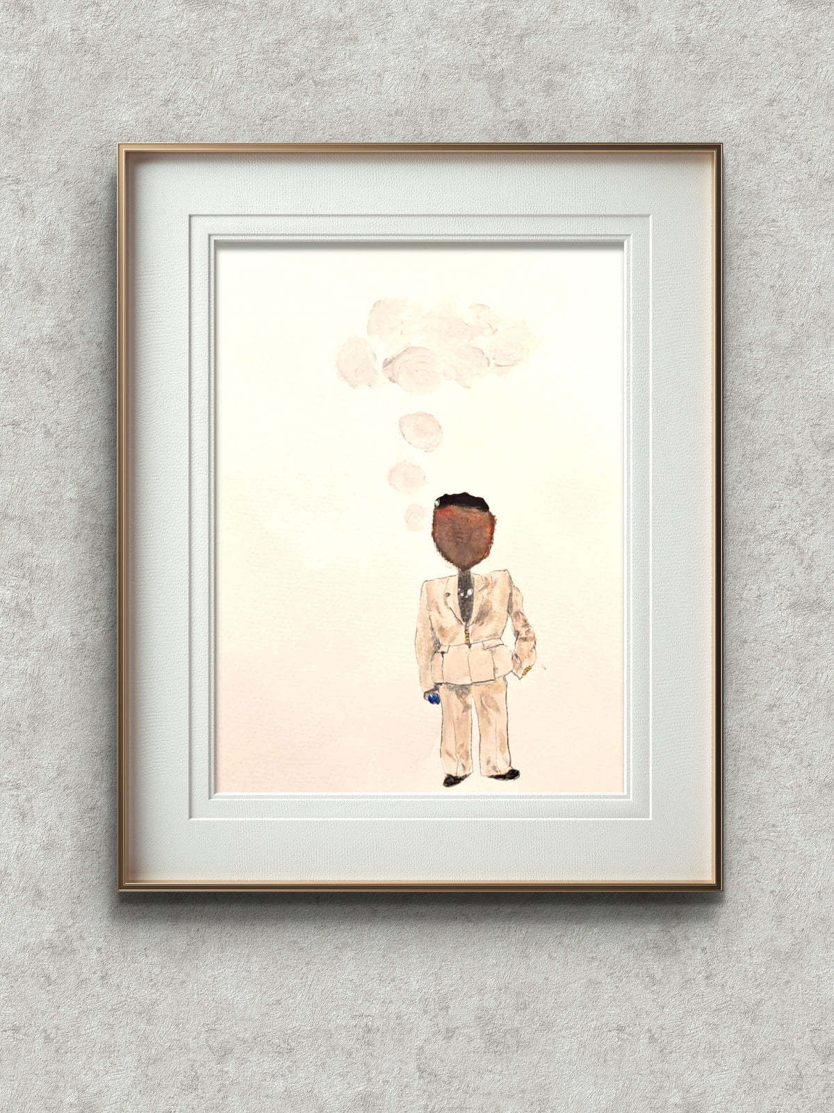 Original Art - "Vibe Check" in Zara Peplum Suit Painting -  A4 Mounted Unframed  Attagrata - Home Wall Decor