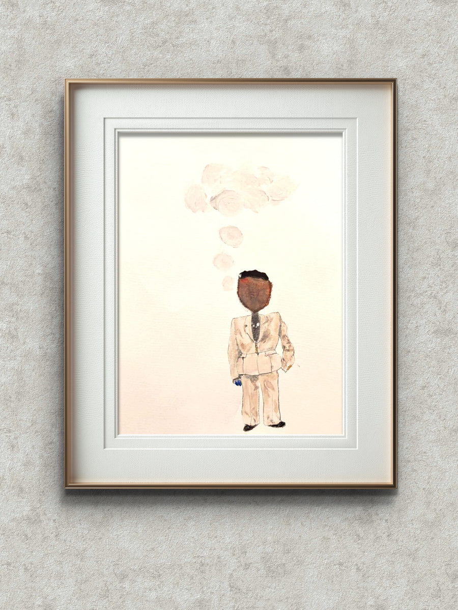"Vibe Check" in Zara Peplum Suit - Original A4 Mounted Unframed  Attagrata - Home Wall Decor