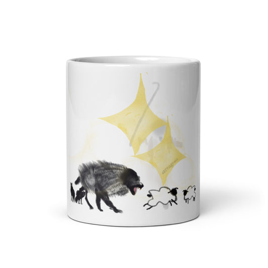 Reliance Big Wolf and Shepherd - White glossy mug